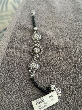 Brighton Black and Silver Medallion Beaded Bracelet